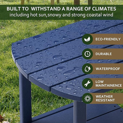 TORVA Patio Adirondack Side Table, Outdoor End Tables All-Weather Resistant HDPE Humidity-Proof Long Time Use for Deck, Lawn,Garden, Porch, Backyard End Table（Navy Blue）(2 Tier)