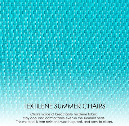 Kozyard Outdoor Patio Rocking Sling Chair, Powder Coated Aluminum Frame, Weather Resistant and Breathable Mesh Fabric for Patio, Porch, Yard, Garden (Blue, 2Chairs + Table)
