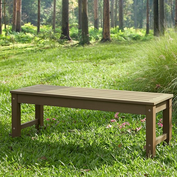 Psilvam Knight Bench, Two Person Outdoor Poly Lumber Patio Backless Bench - Photo 7