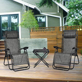 Giantex 3 PCS Zero Gravity Chair Patio Chaise Lounge Chairs Outdoor Yard Pool Recliner Folding Lounge Table Chair Set - Photo 8