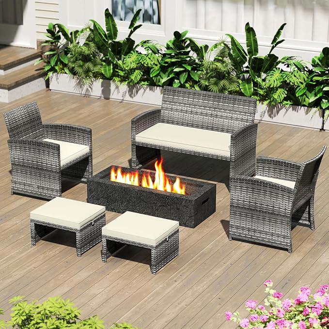 Tangkula 2 Pieces Patio PE Rattan Ottomans - Photo 9