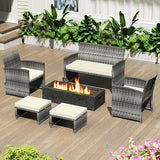 Tangkula 2 Pieces Patio PE Rattan Ottomans - Photo 9