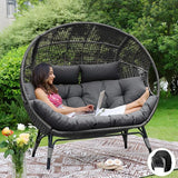 NICESOUL® Double Egg Chair Indoor Outdoor Stationary Oversized 6.5" Thick Padded Cushions - Photo 1