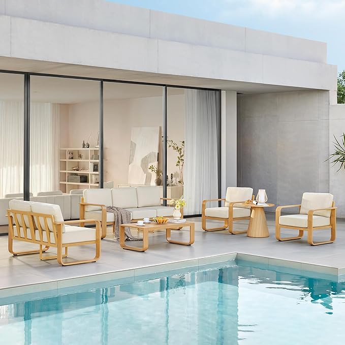CHITA Aluminum Outdoor 3-Seater Sofa, Patio Furniture with 6.3in Thick High-Resilient Cushions & 100% Aluminum Frame, Modern Outdoor Patio Furniture for Poolside, Deck, Balcony