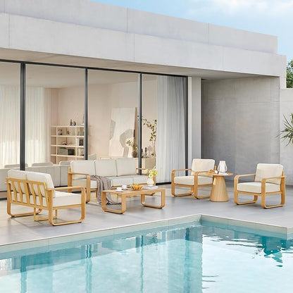 CHITA Aluminum Outdoor 3-Seater Sofa, Patio Furniture with 6.3in Thick High-Resilient Cushions & 100% Aluminum Frame, Modern Outdoor Patio Furniture for Poolside, Deck, Balcony