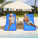 Tangkula 3 Pieces Beach Chairs for Adults, Lightweight Lawn Lounge Chairs with 5 Adjustable Recline Position - Photo 2