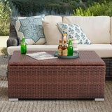 DIMAR GARDEN Outdoor Storage Coffee Table with Waterproof Cover,Patio Wicker Storage Table,42 Gallon Mixed Brown - Photo 1