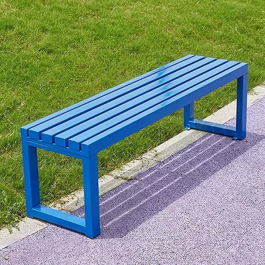 Outdoor Metal Backless Bench, Garden Bench 880lbs Capacity, 3.3ft 3.9ft 4.9ft 5.9ft All-Weather Steel Patio Benches for Outside Front Porch Yard Deck Pathway Seating(Blue,4.9ft)