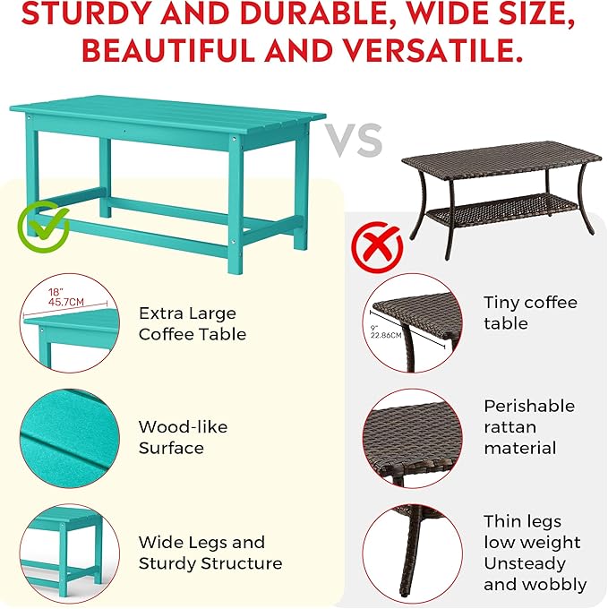 Costaelm Adirondack Conversation Table, HDPE Outdoor Drink Weather Resistant - Photo 4