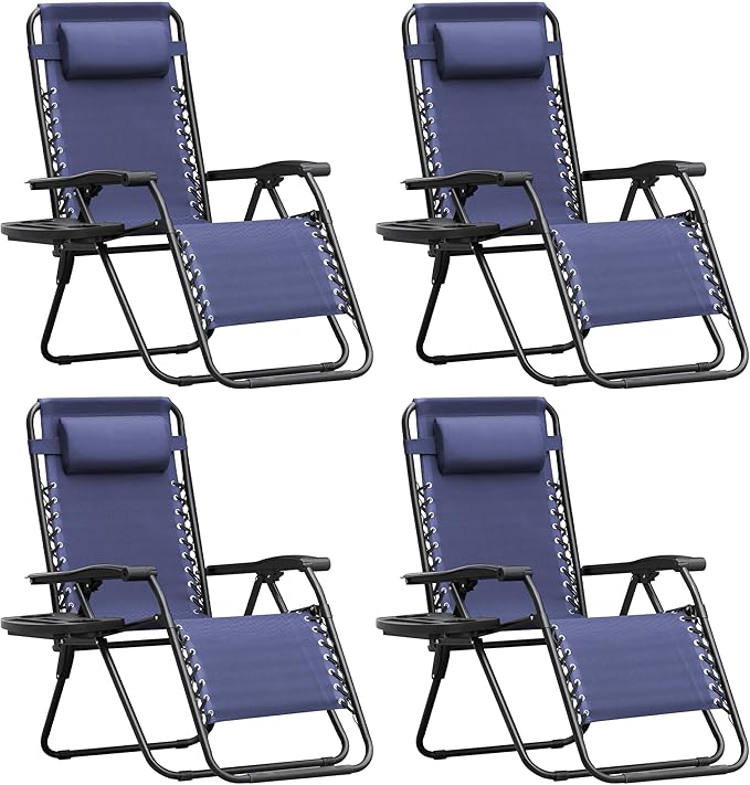 Homall Zero Gravity Chair Patio Folding Lawn Outdoor Lounge Gravity Camp Reclining Lounge Chair with Cup Holder Pillows - Photo 1