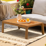 Idzo Jasper Solid Acacia Wood Loveseat Patio Set with Beige Cushions & Coffee Table – Modern Outdoor Furniture for - Photo 5
