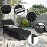 Tangkula Wicker Chaise Lounge Outdoor Set of 2, Patio Rattan Reclining Chaise with 6-Gear Adjustable Backrest - Photo 8