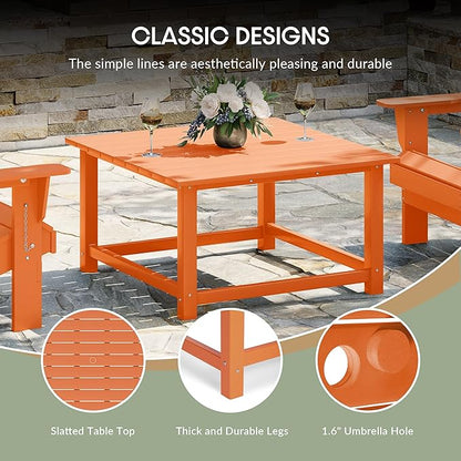 WestinTrends Malibu Low Outdoor HDPE Square Patio Coffee Table, Orange