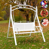 Upgraded Metal Patio Porch Swing with A-Frame Stand Heavy Duty Metal Hanging Porch Swing Chair Patio Hanging Bench - Photo 1
