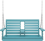 KINGYES Outdoor Hanging Porch Swing, 2 Seat Patio Swing Chair with Cup Holders - Photo 9