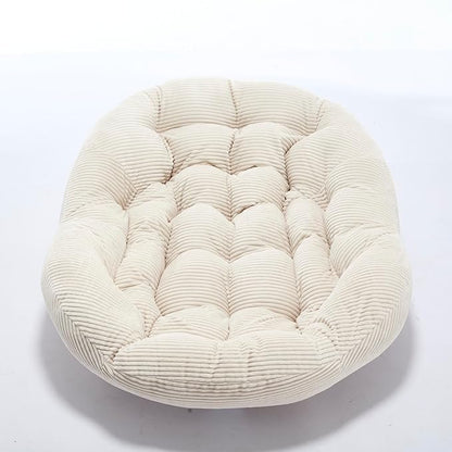 Large Indoor Rocking Chair, Oversized Rocking Papasan Chair with Thick Cushion and Frame,Comfy Corduroy Rocker Wicker Egg Chairs Lounge Reading Chair for Living Room, Bedroom, Apartment, White