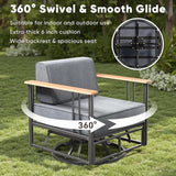 Patio Furniture Set of 7,with 6-inch Thick Cushion Outdoor Furniture Set,Patio Chair Set with Sofa,Wood Grain - Photo 4