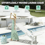 Outdoor Lounge Chairs, 78'' Long Patio Lounge Chair HDPE 5-Position Adjustable with Cup Holder & Rolling Wheels - Photo 7