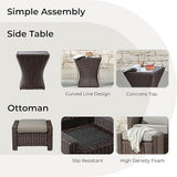 CHITA 5 Pieces Swivel Wicker Patio Furniture Set, Outdoor Conversation Set with 2 Pieces Rattan Rocking Swivel Chairs - Photo 8