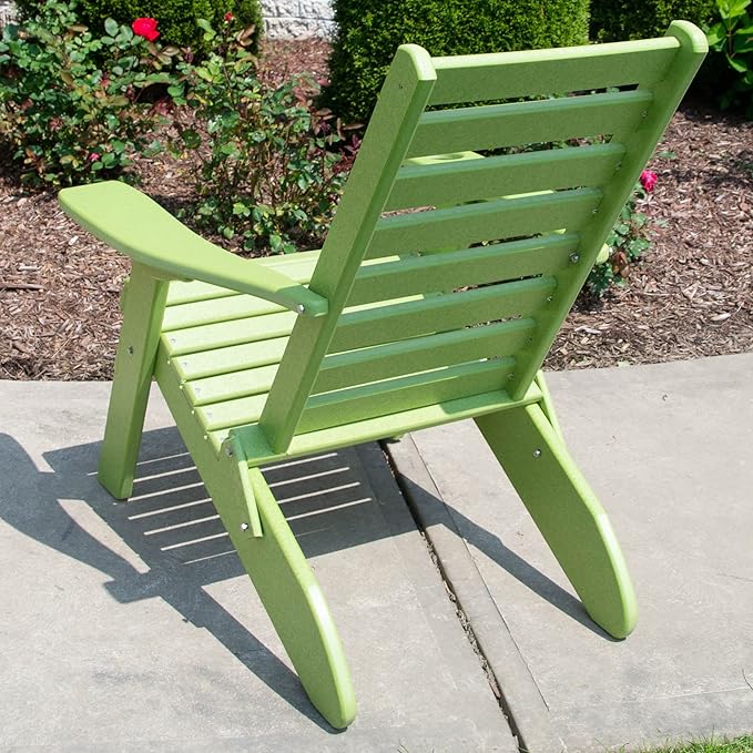Furniture Barn USA Farmhouse Collection Poly Ladderback Folding Adirondack Chair, Tropical Lime Green