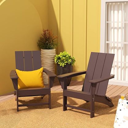 WestinTrends Ashore Modern Outdoor Folding Adirondack Chair (Set of 2), Dark Brown