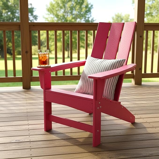 Shine Company Coastal Modern All-Weather Adirondack Chair, Chili Pepper