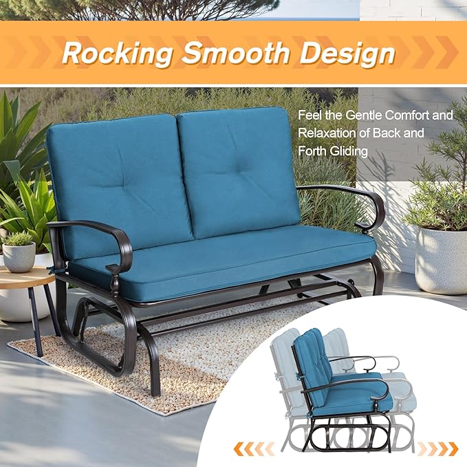 Incbruce Outdoor Glider Rocking Chair Patio Glider Bench for 2 Person - Photo 6