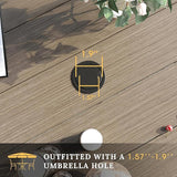 VICLLAX 40.2" Square Patio Dining Table for 4, Outdoor Table with Umbrella Hole, All Weather Metal Patio Table - Photo 4
