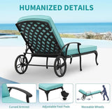 HOMEFUN Chaise Lounge Chair Outdoor - Poolside Chairs Set of 2 with Cushion Cast Aluminum Waterproof Lounger with - Photo 5