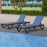 Domi Pool Lounge Chairs Set of 3, Aluminum Chaise Lounge Outdoor with Side Table - Photo 1