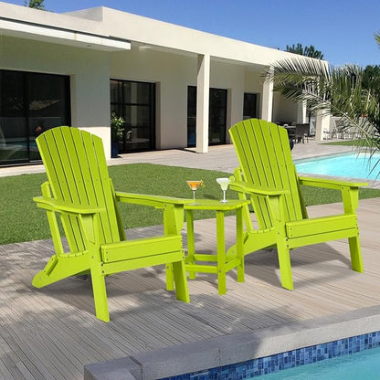 Aoodor Folding Adirondack Chair HDPE Outdoor All-Weather Chair for Patio, Garden, Backyard, Lawn, Fire Pit, Set of 4, Apple