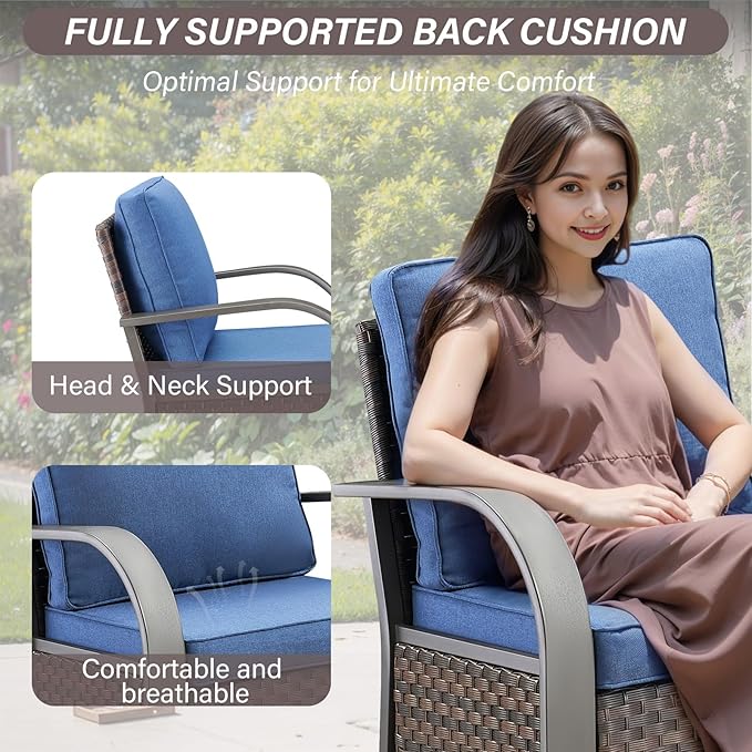 Belord Patio Conversation Sets - 7 Piece Outdoor Patio Furniture Sets with Swivel Rocker Outdoor Chairs, Wicker Couch - Photo 4