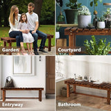 47.2" Outdoor Garden Bench, Weatherproof Patio Benches 3-Person Seat Backless Wooden Porch Bench - Photo 6