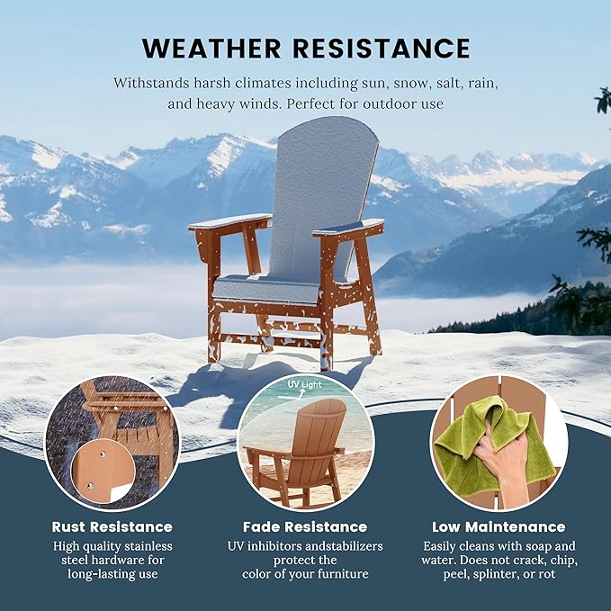 WO WESTIN OUTDOOR HDPE Laguna Adirondack Casual Patio Dining Chair,Teak
