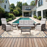 Belord 5 Piece Patio Furniture Set with Recliner Chair - Removable Outdoor Patio Couch Set - Photo 1