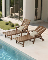 Carauci Lounge Chair Outdoor, HDPE Chaise Lounge with Wheels - Photo 8