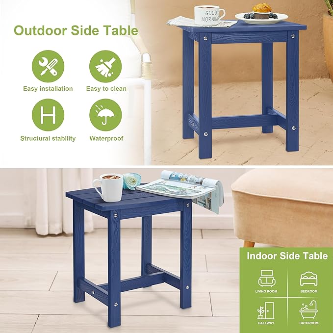 Y&M Outdoor Side Table, HIPS Adirondack Small Single Table, Waterproof Square Outside Table - Photo 6