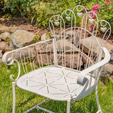 Zaer Ltd. Vintage Style Metal Patio Furniture with Heart Design Accents, Outdoor/Indoor Decor (Distressed White - Photo 2