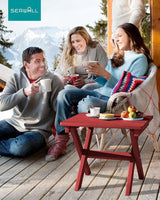 SERWALL Folding Outdoor Side Table Set of 4, Small Adirondack Side Table, Red - Photo 2