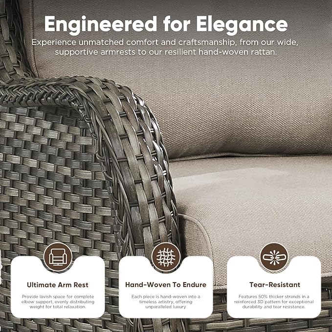 Belord Outdoor Swivel Chairs Set of 2, Patio Wicker Rocker Chairs, All Weather Patio Conversation Furniture Set - Photo 5
