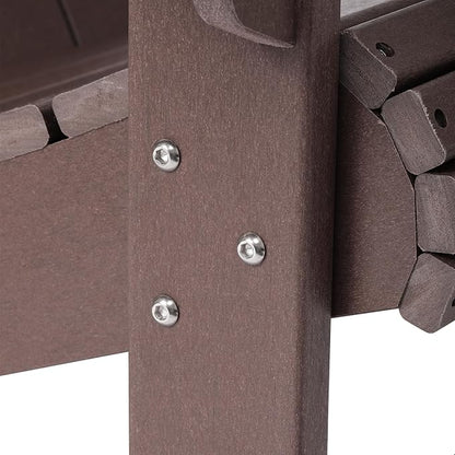 Costaelm Outdoor Patio HDPE Adirondack Chair with Cup Holder, Dark Brown