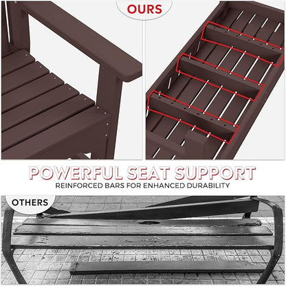 Costaelm Garden Bench, Farmhouse Park Front Porch for Entryway Bench Outdoor Seating Low Bench Patio Bench Outside/Indoor, Dark Brown