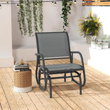 Tangkula Swing Glider Chair, Ergonomic Rocking Chair with Comfortable Fabric, Iron Frame, 4 Non-Slip Foot Pads - Photo 4