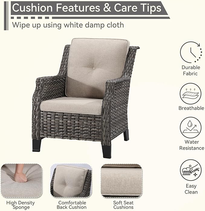 5 Piece Patio Furniture Set, 2-Seater Loveseat, 2 Chairs and 2 Side Tables - Photo 6