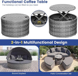 HAPPYGRILL Rattan Daybed with Canopy, Outdoor Wicker Round Daybed Patio Seating with Cushions & Adjustable Side Table - Photo 7