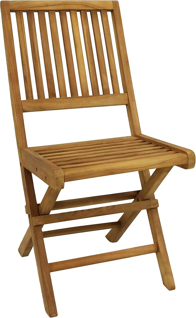 Sunnydaze Foldable Teak Wood Outdoor Chairs – Folding Patio Chair Set of 2 for Deck or Balcony – Wooden Teak Furniture - Photo 8