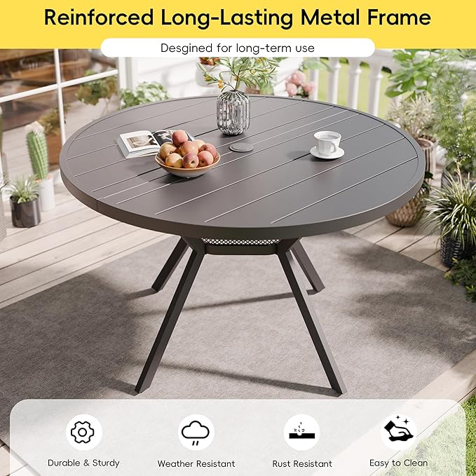 Betterhood 42” Outdoor Patio Table, Metal Patio Dining Table for All Weather, Round Outdoor Coffee Table - Photo 8