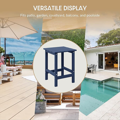 WestinTrends Malibu 2-Pieces Adirondack Chair Set with Side Table, All Weather Outdoor Seating Plastic Patio Lawn Chair Folding for Outside Porch Deck Backyard, Navy Blue