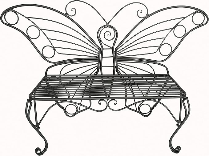 Unknown1 Antique Black Metal Butterfly Bench