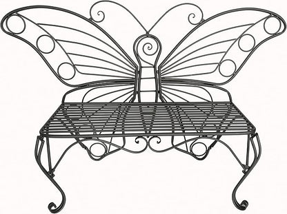 Unknown1 Antique Black Metal Butterfly Bench